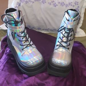 Dolls Kill Iridescent Platform Boots